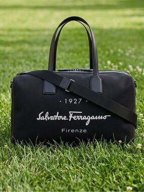 🔥🔥🔥 Ferragamo  1927 Signature Black Canvas Duffle Bag